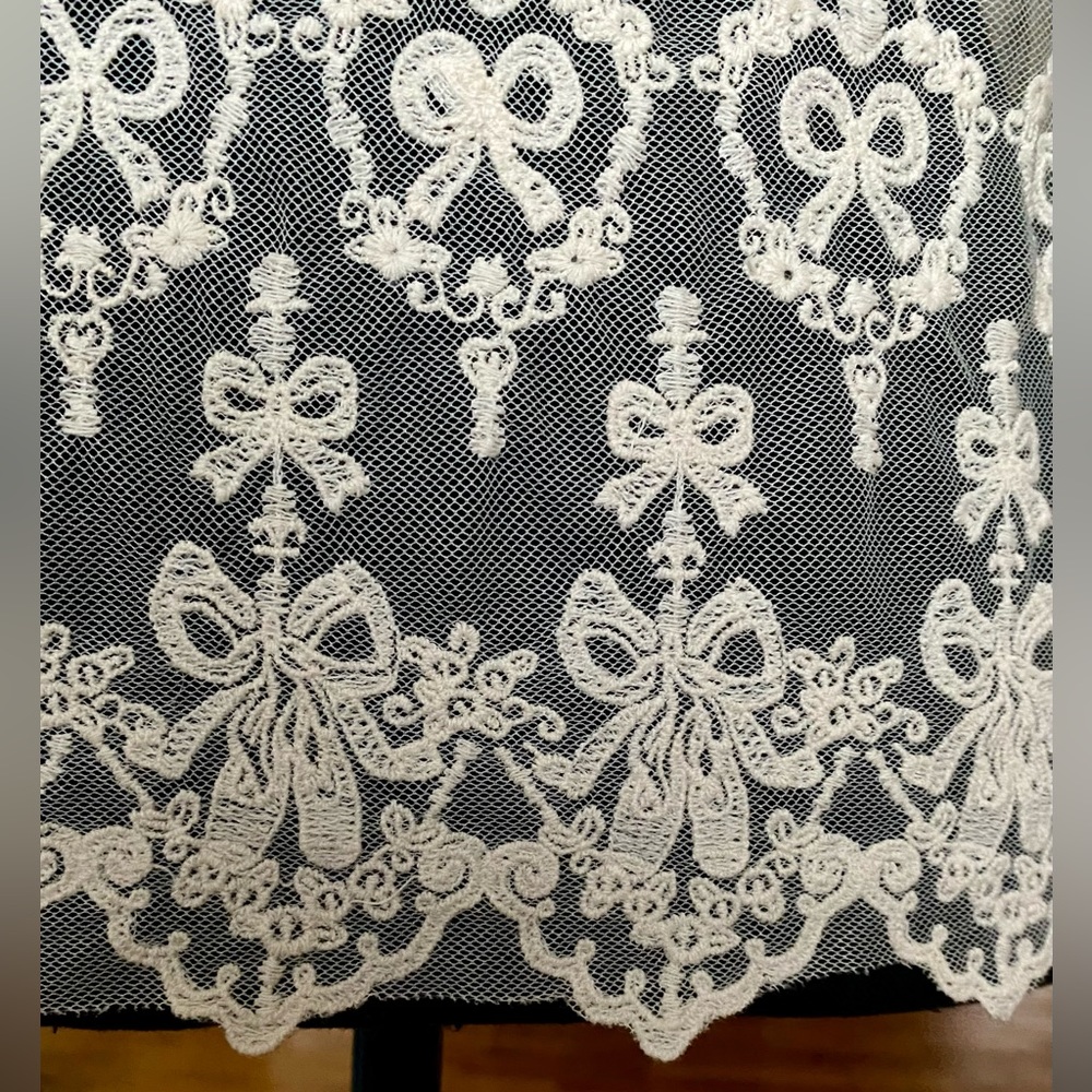 Monteau Cream White Sheer Bow Lace Tank Top Ballet Vintage - Picture 5 of 10